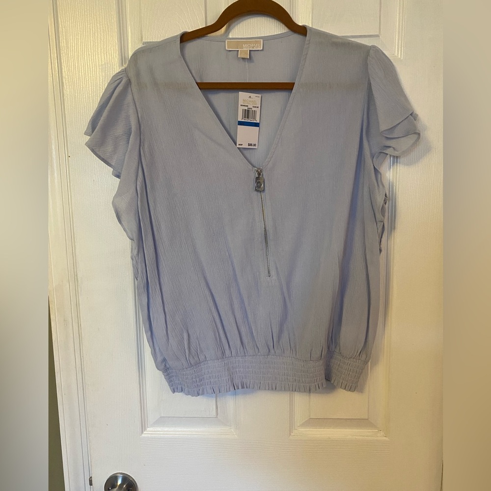 MICHAEL Michael Kors Half Zip Elastic Waist Top XL NWT